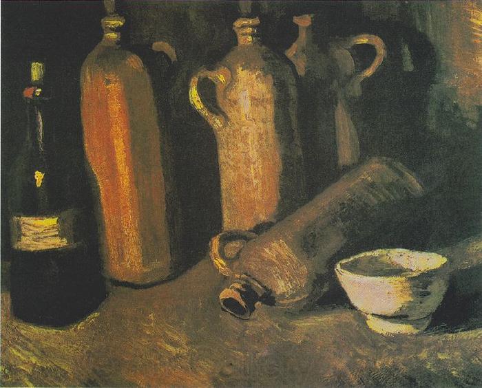 Vincent Van Gogh bottles and white bowl Norge oil painting art